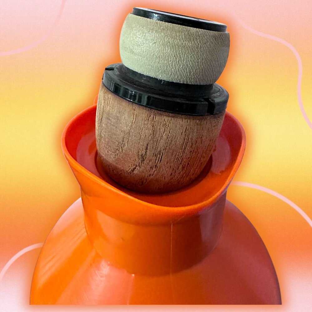 Vintage MCM Orange Black Teak Handle & Stopper G. Rosendahl Swedish Thermos - Picture 3 of 16